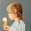 Portrait of a little girl with ice cream